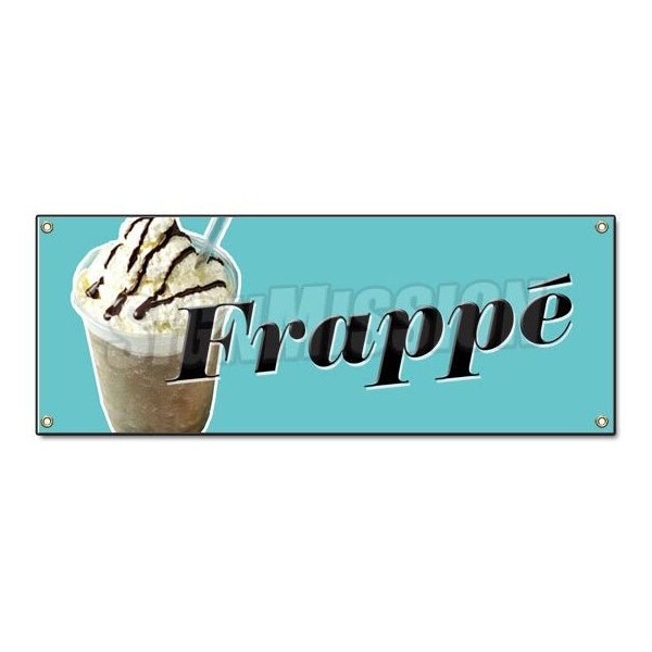 Signmission FRAPPE BANNER SIGN greek iced coffee cart cold drinks hot ice refreshing B-Frappe - main